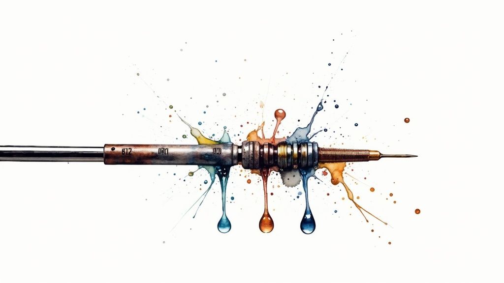 A magnifying glass hovering over various fruits and vegetables, symbolizing the closer look needed to understand nutritional status.