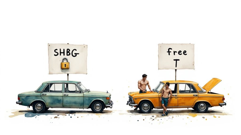 Lab technician handling a blood sample for a testosterone test