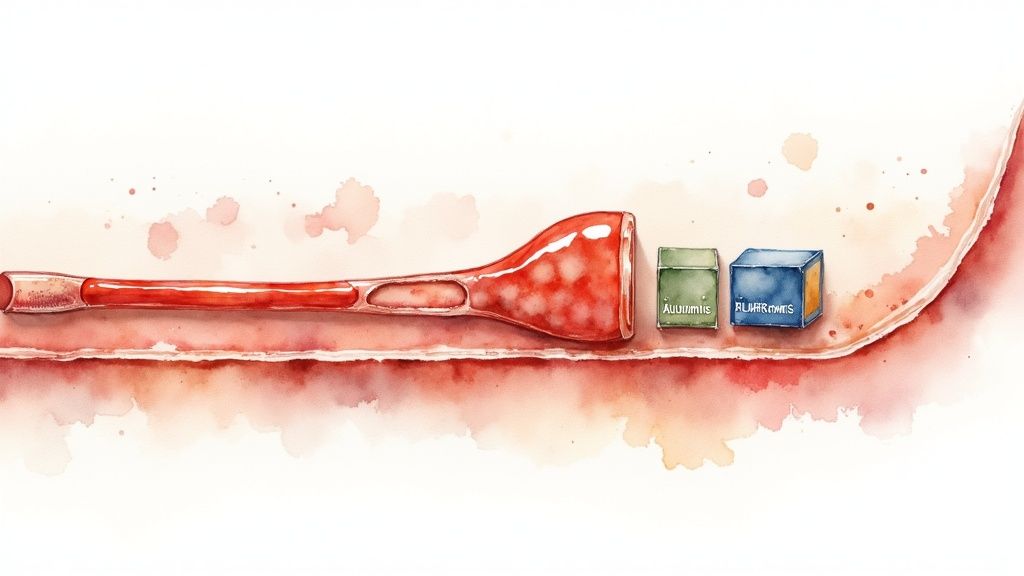 A chart showing the expected decrease in albumin levels during each trimester of pregnancy.