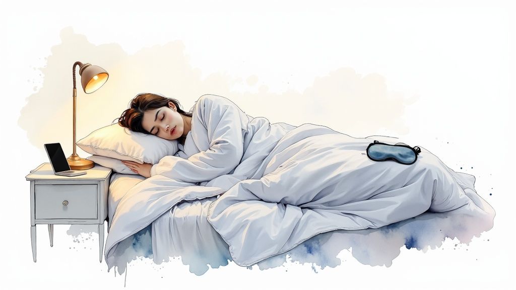 A person doing a gentle yoga pose in a bright, airy room, illustrating active recovery.