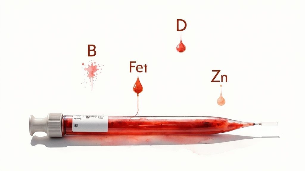 A healthcare professional carefully handles a rack of blood test vials, symbolising the precision of lab analysis.