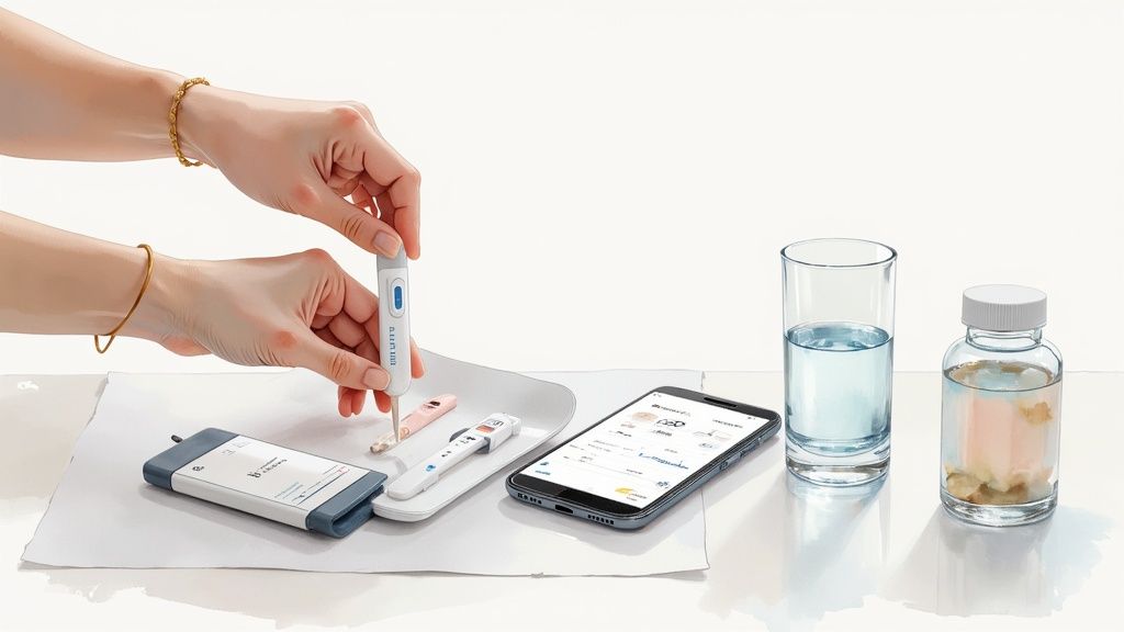 A person viewing health data on a modern, clean interface, representing proactive wellness management.