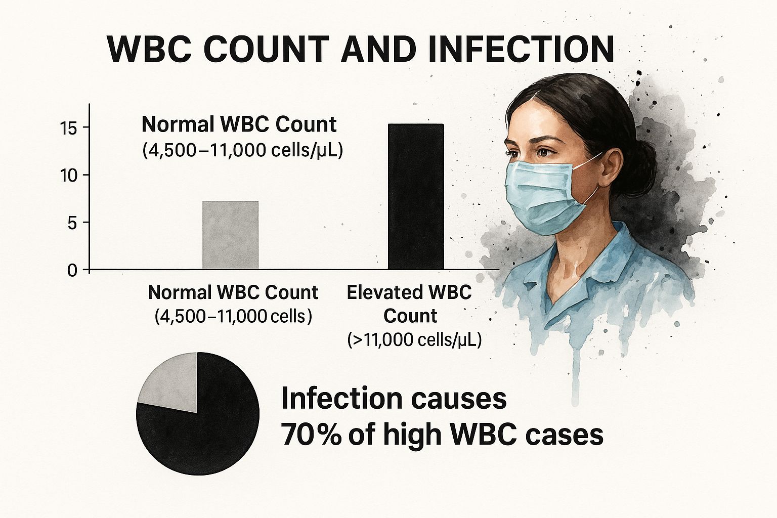 Infographic about what causes high white blood cells