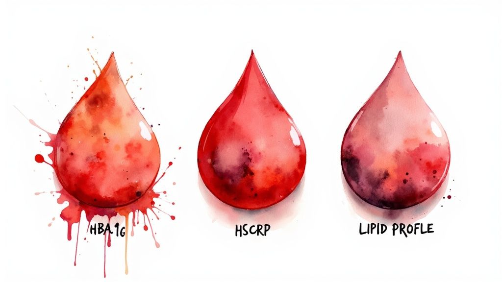 A close-up of a scientific report showing biomarker data with graphs and charts.