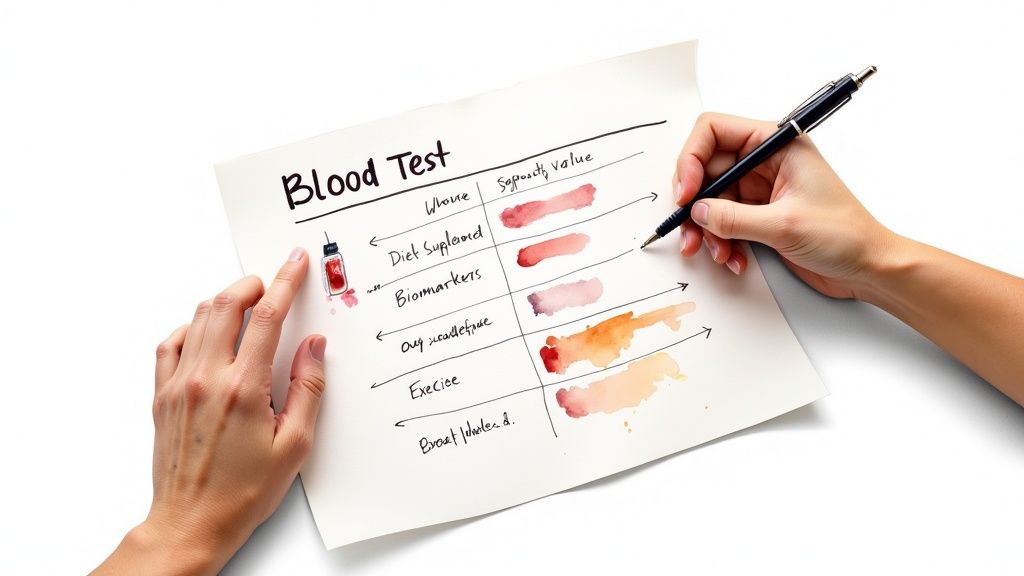 A person reviewing their health data on a tablet with a thoughtful expression.