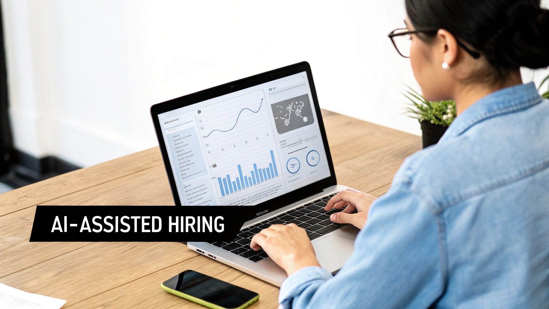 An abstract image showing network connections and data points, representing AI in talent acquisition.