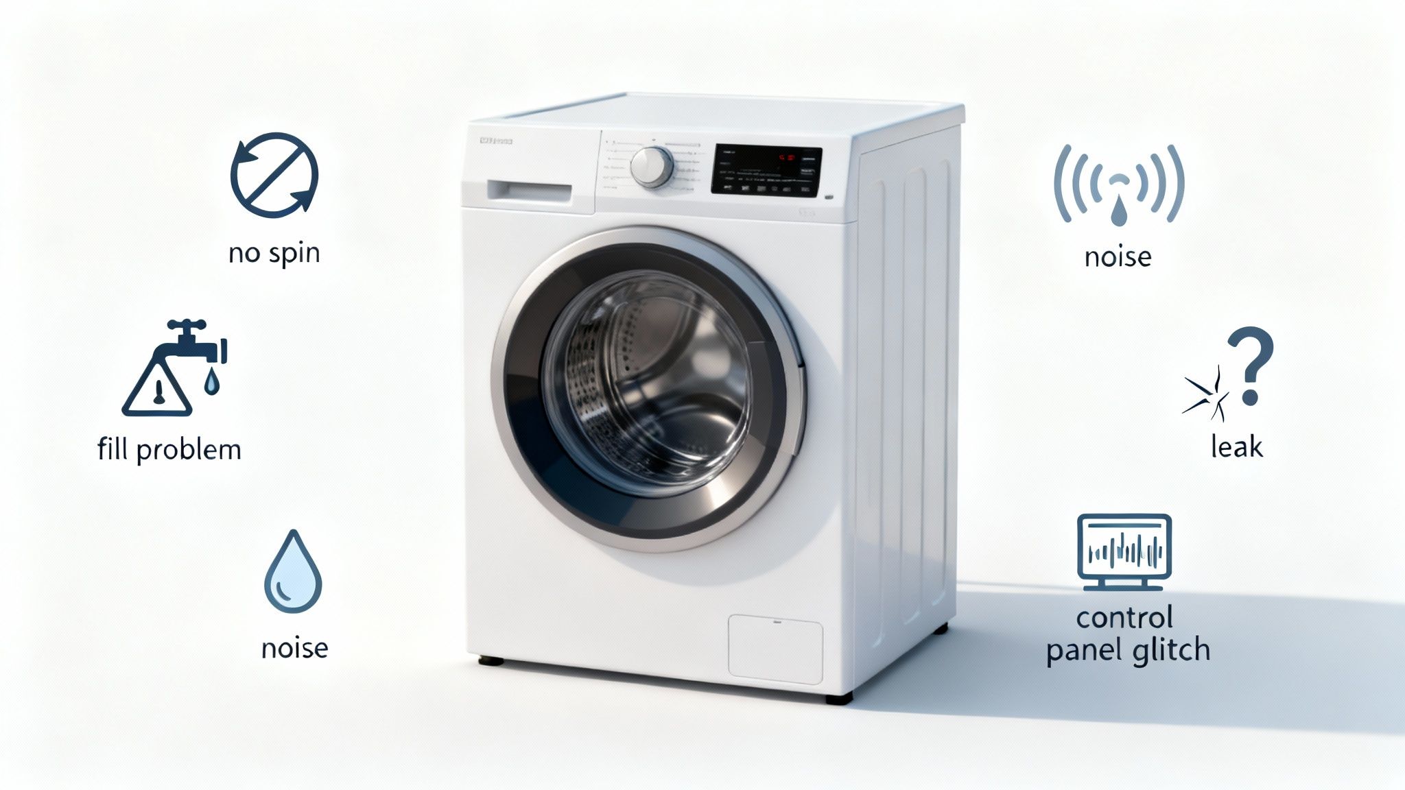 A technician inspecting the drum of a modern front-loading washing machine.