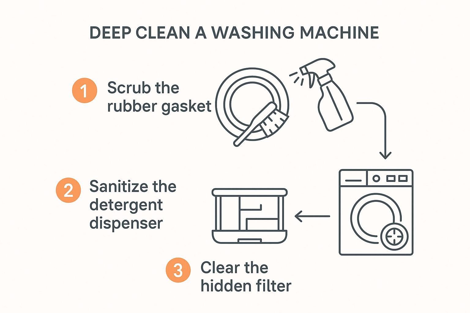 Infographic about cleaning smelly washing machines
