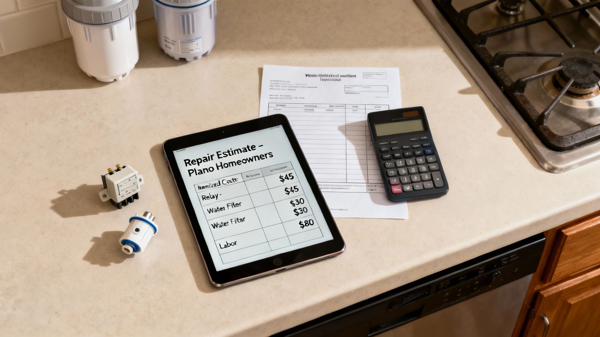 A technician inspecting a refrigerator's compressor