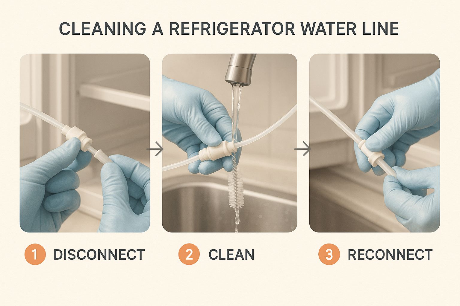 Infographic about refrigerator water line cleaning