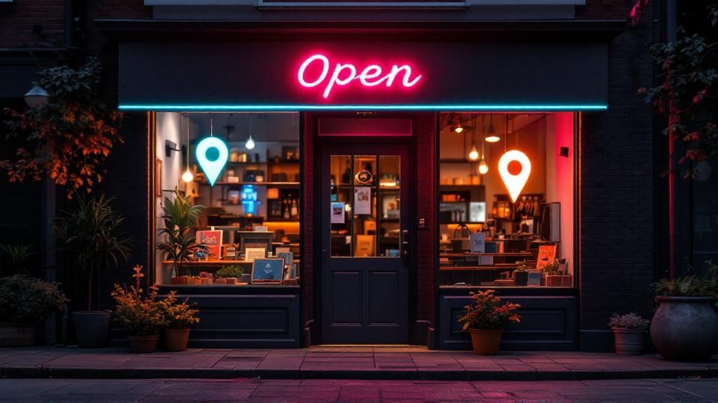 A person sitting at a cafe table using a laptop and phone to manage their business online.