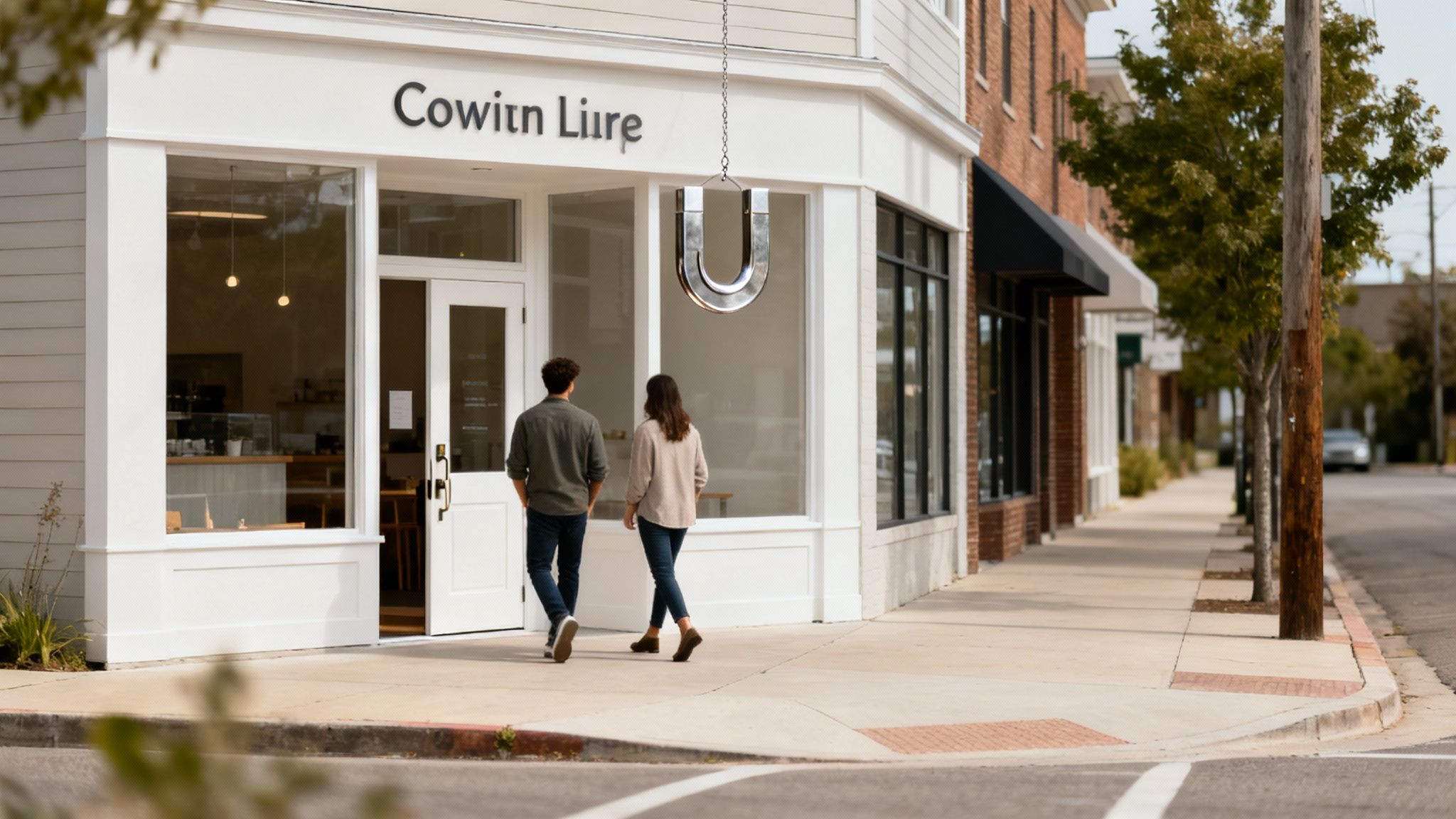 A local business owner in their shop looking at a laptop, representing the management of their online presence.