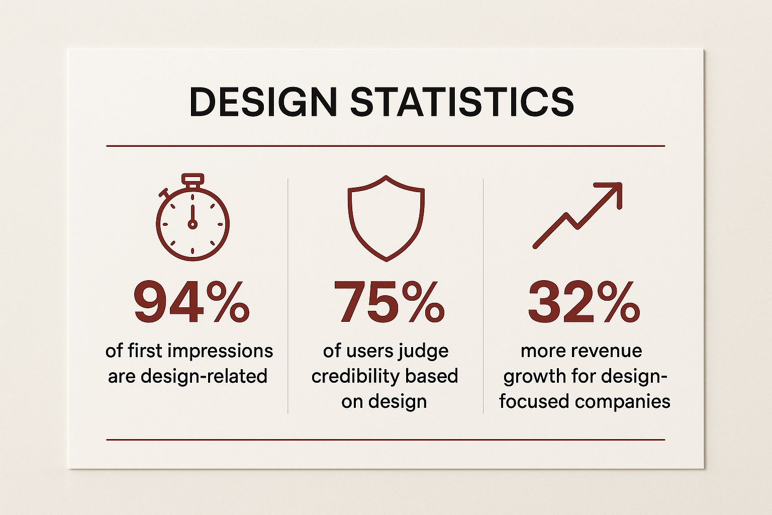 Infographic showing key data about First Impressions and Brand Credibility