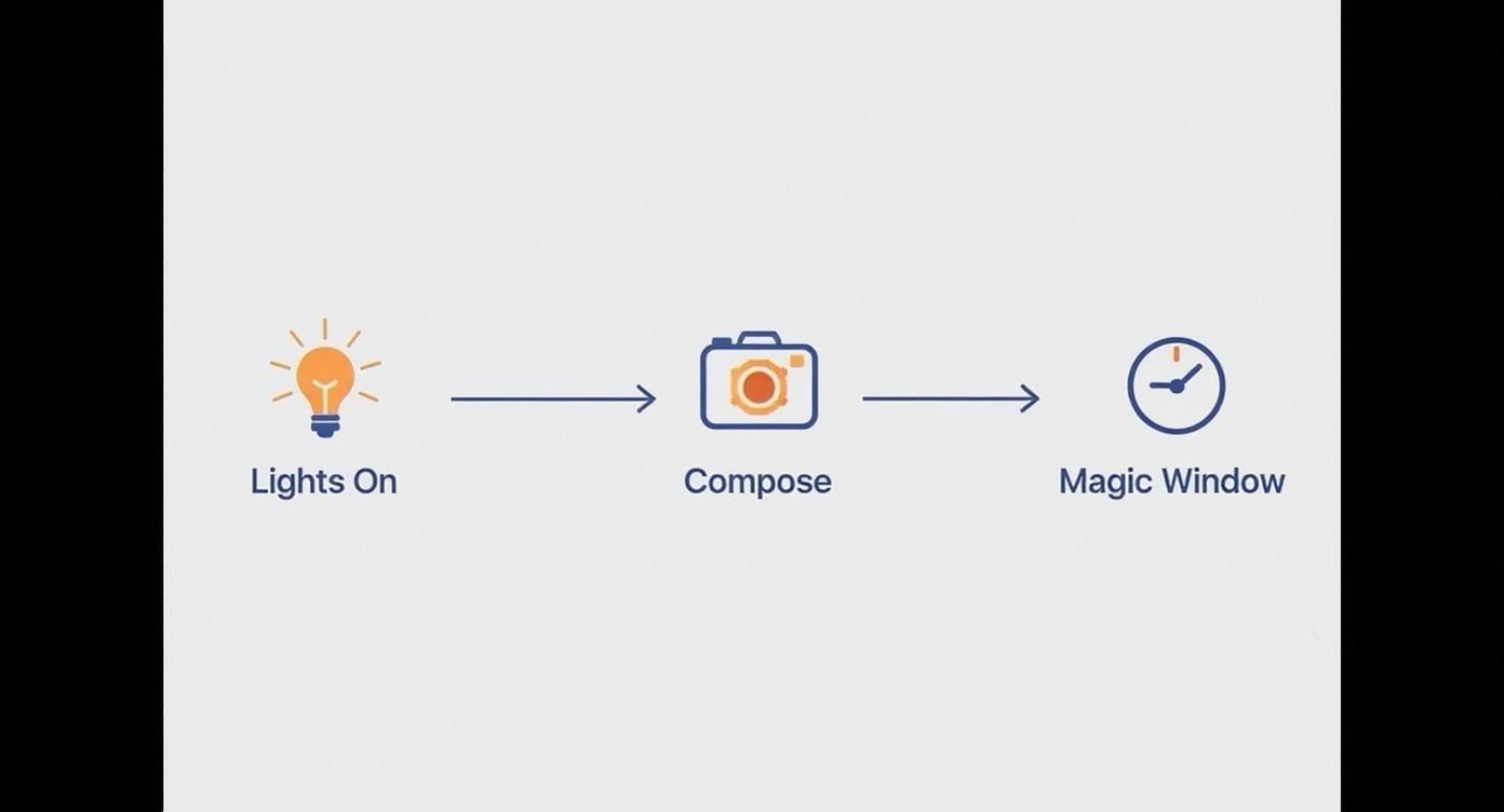 Infografía sobre fotografía inmobiliaria al crepúsculo