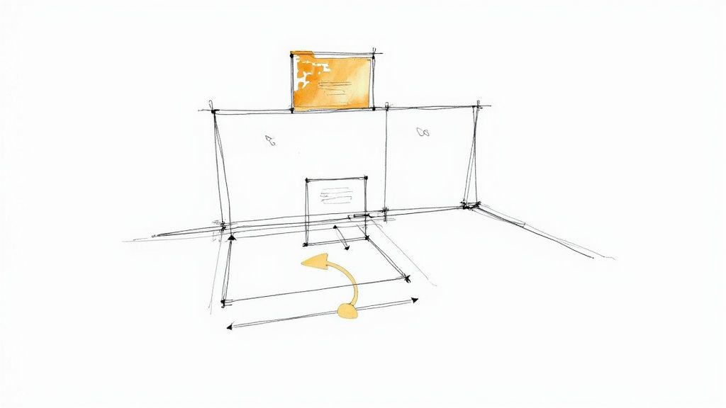 Un recorrido virtual interactivo de 360 grados de una casa moderna mostrado en la pantalla de una laptop