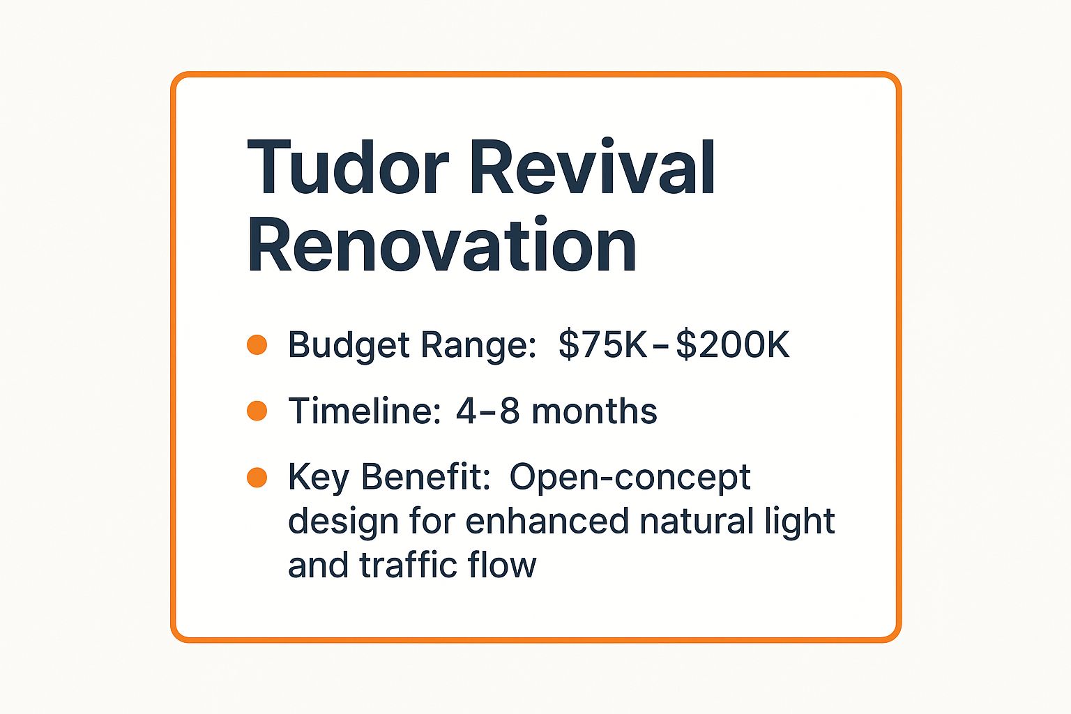 Infographic showing key data about Drew and Jonathan Scott's Property Brothers Tudor Revival