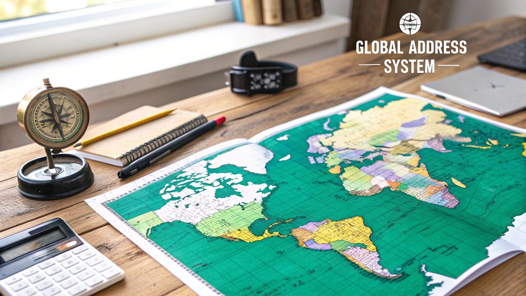 A detailed and colorful illustrated world map showing continents, oceans, and various animals and landmarks.