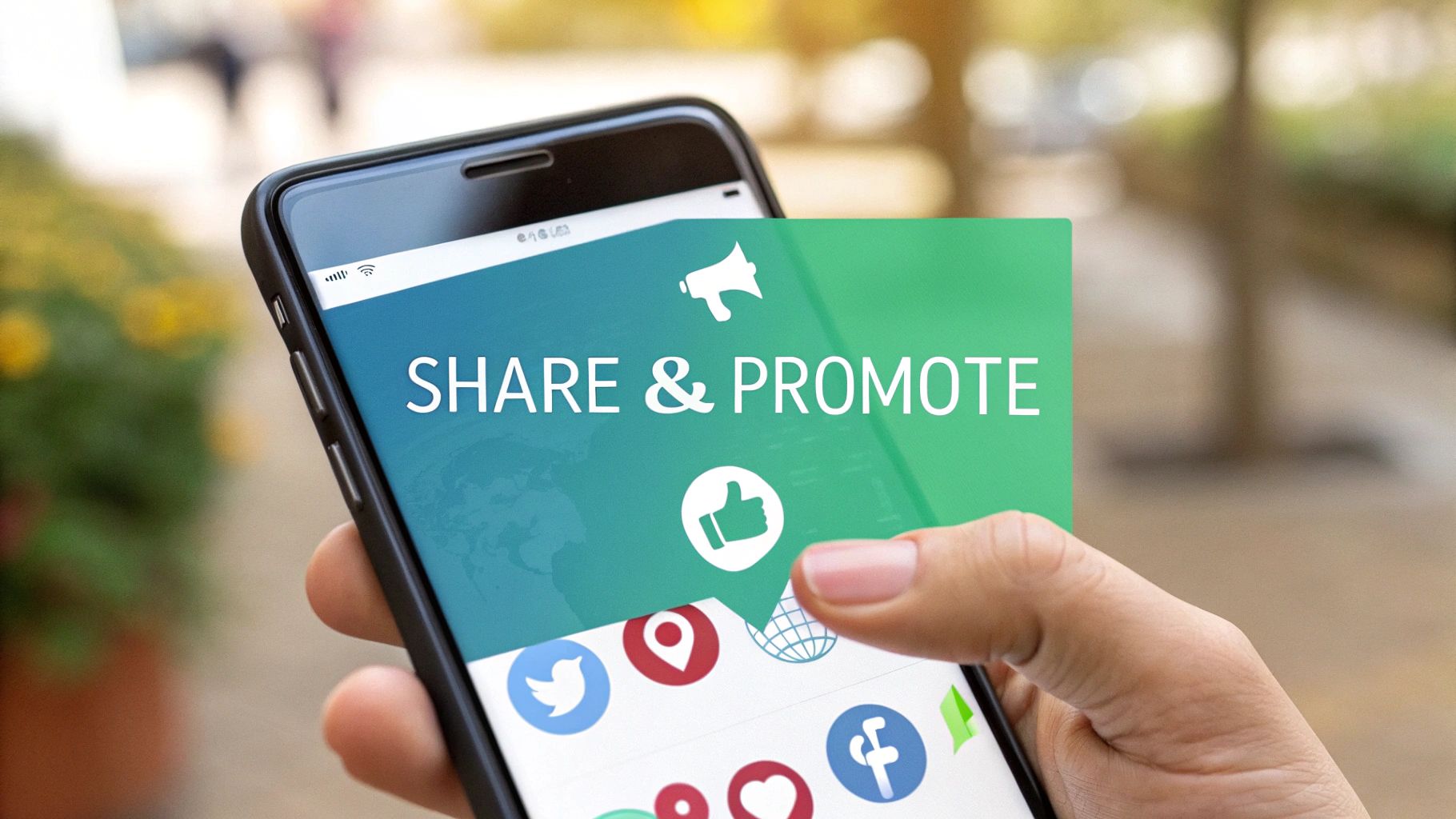 A person's hands holding a smartphone displaying a social media feed with a map quiz post.