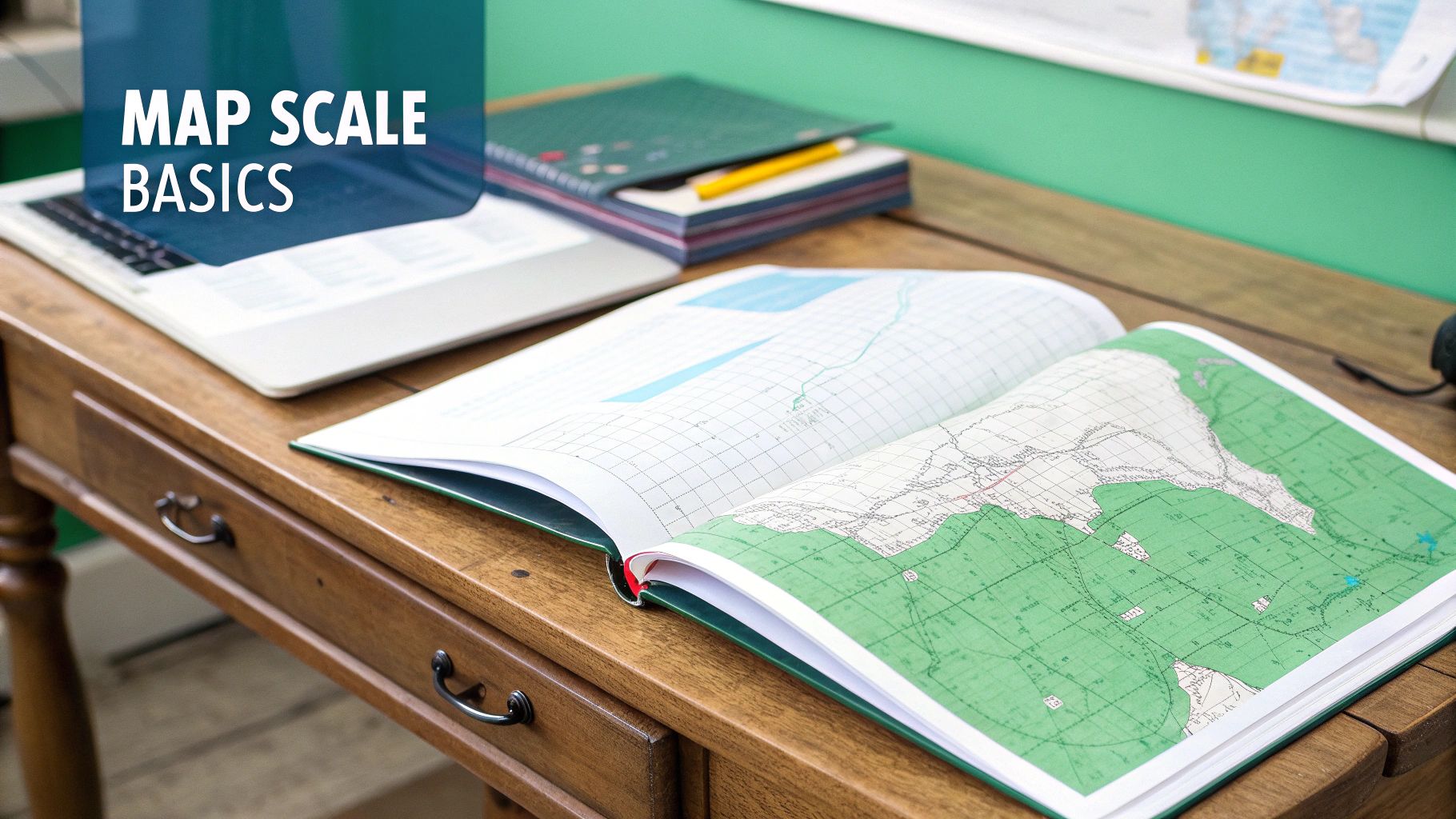 A person's hands holding a compass over a topographic map in a natural, outdoor setting.