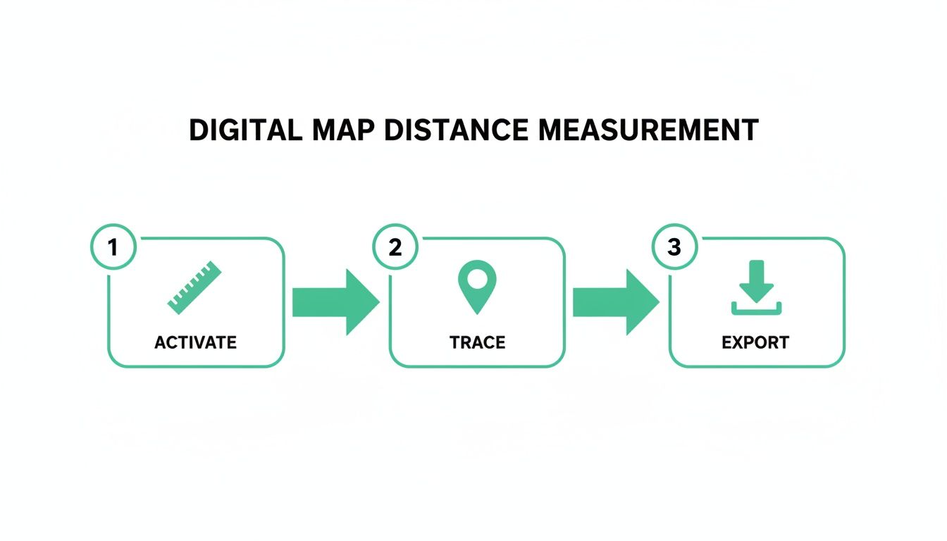 Infographic about how to measure distance on map