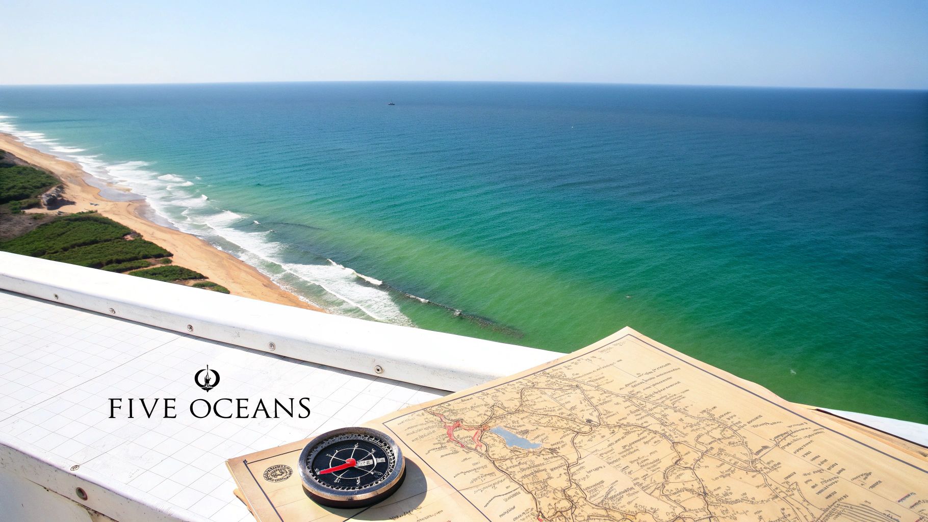 A world map showing the five major oceans labeled clearly