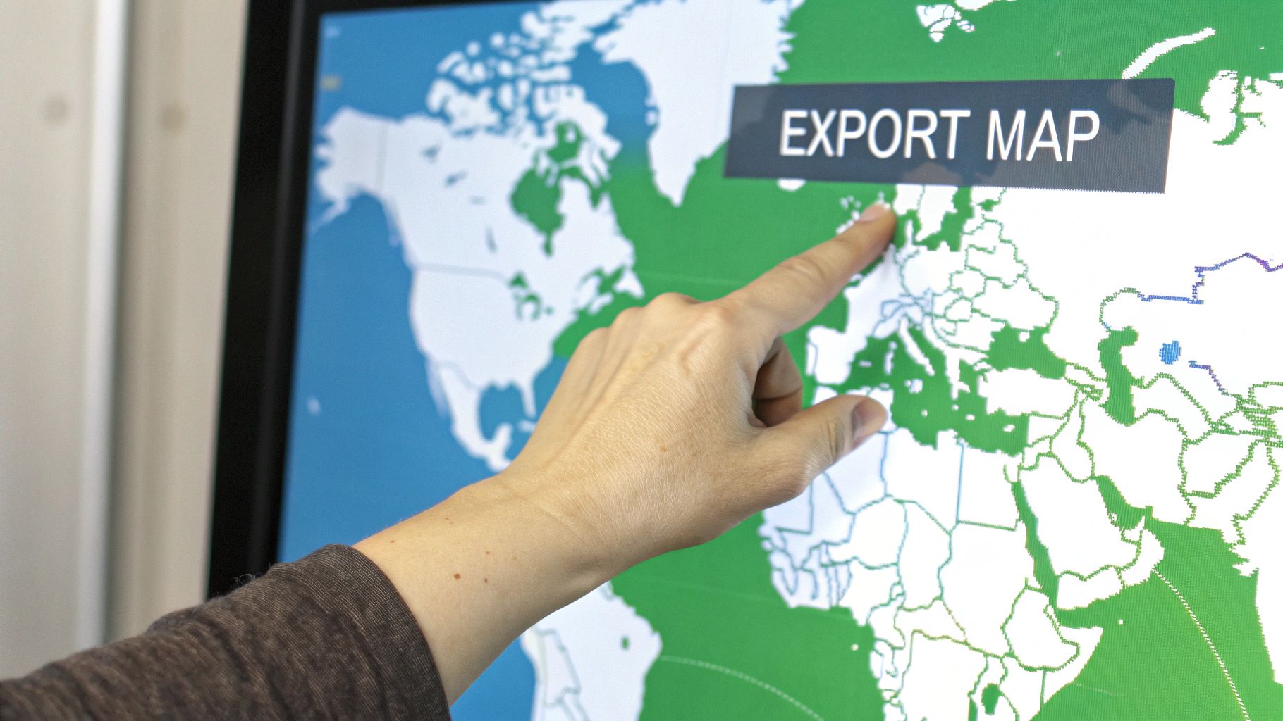 An interactive map being shared on a laptop screen, showing options to embed or link.