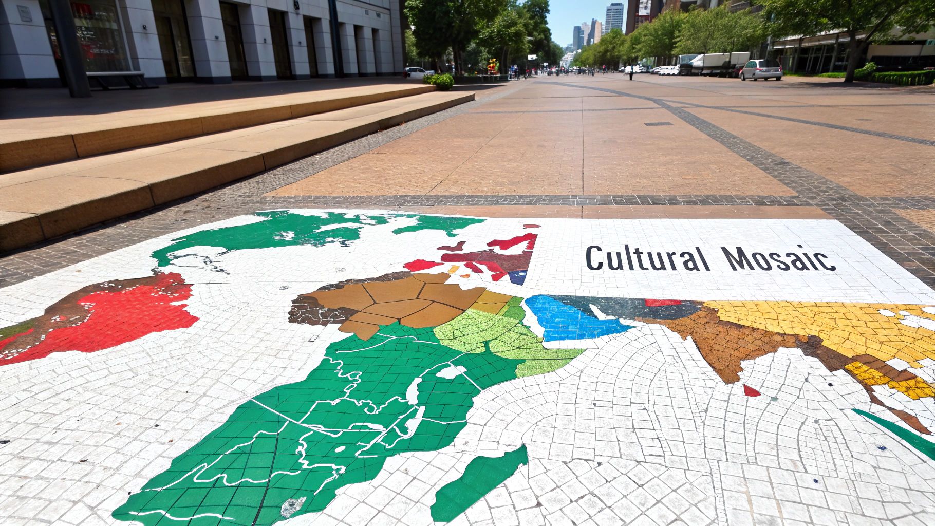 A group of diverse people from around the world gathered together, representing different cultural regions.