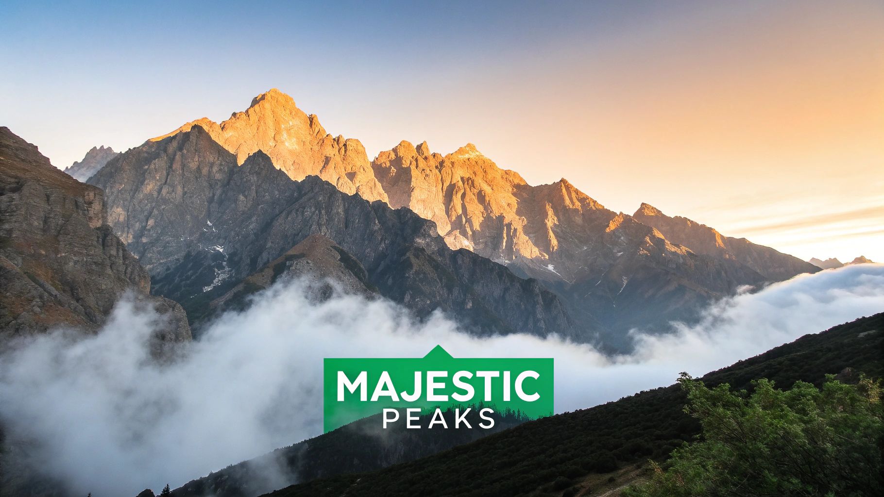A majestic mountain range with a serene lake in the foreground, showcasing dramatic peaks and clear blue skies