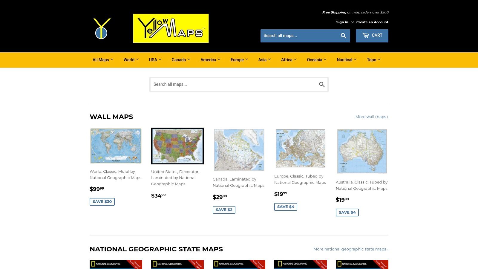 YellowMaps Map Store (U.S.)