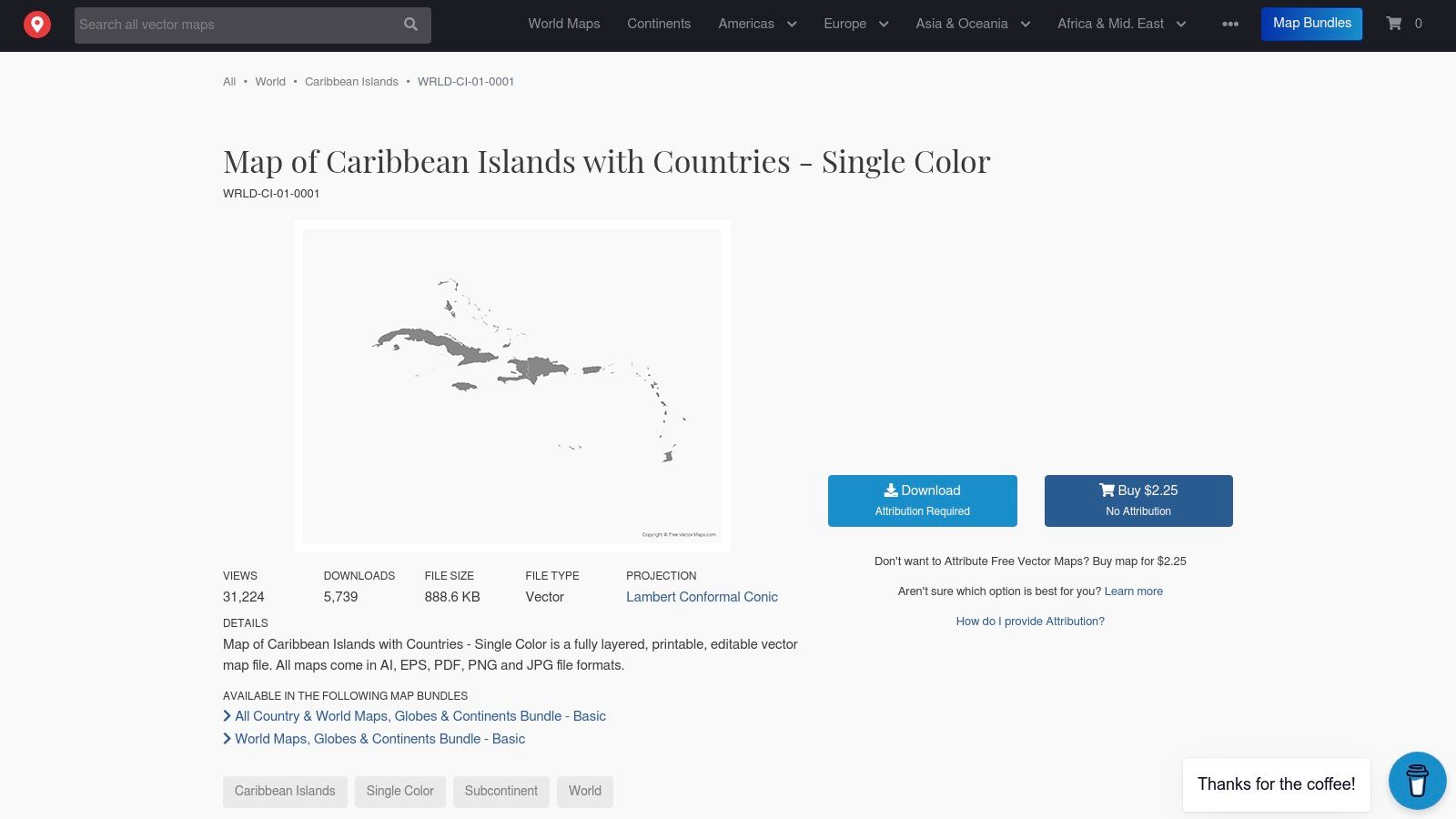 A detailed vector map of the Caribbean from FreeVectorMaps, showcasing islands and country borders.