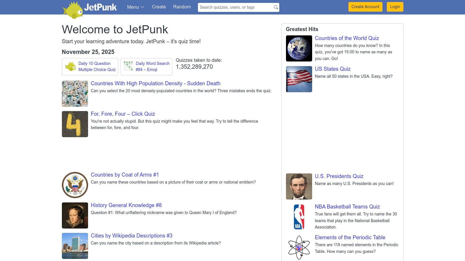 JetPunk's interface showcasing a country outline quiz