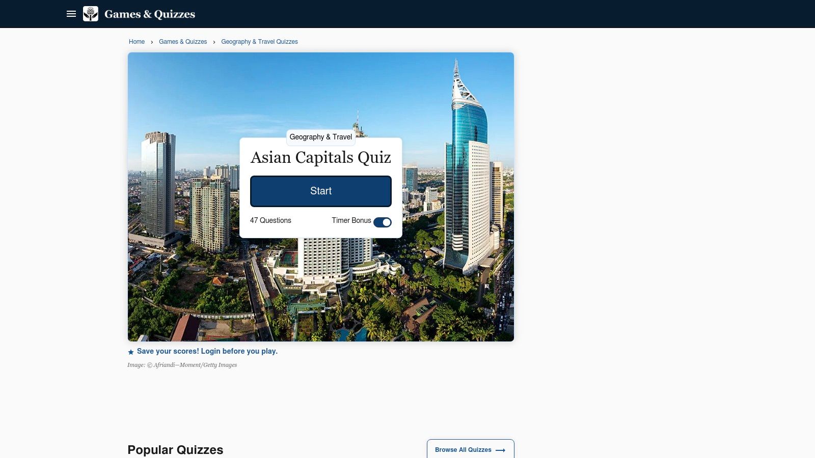 Britannica — Asian Capitals Quiz