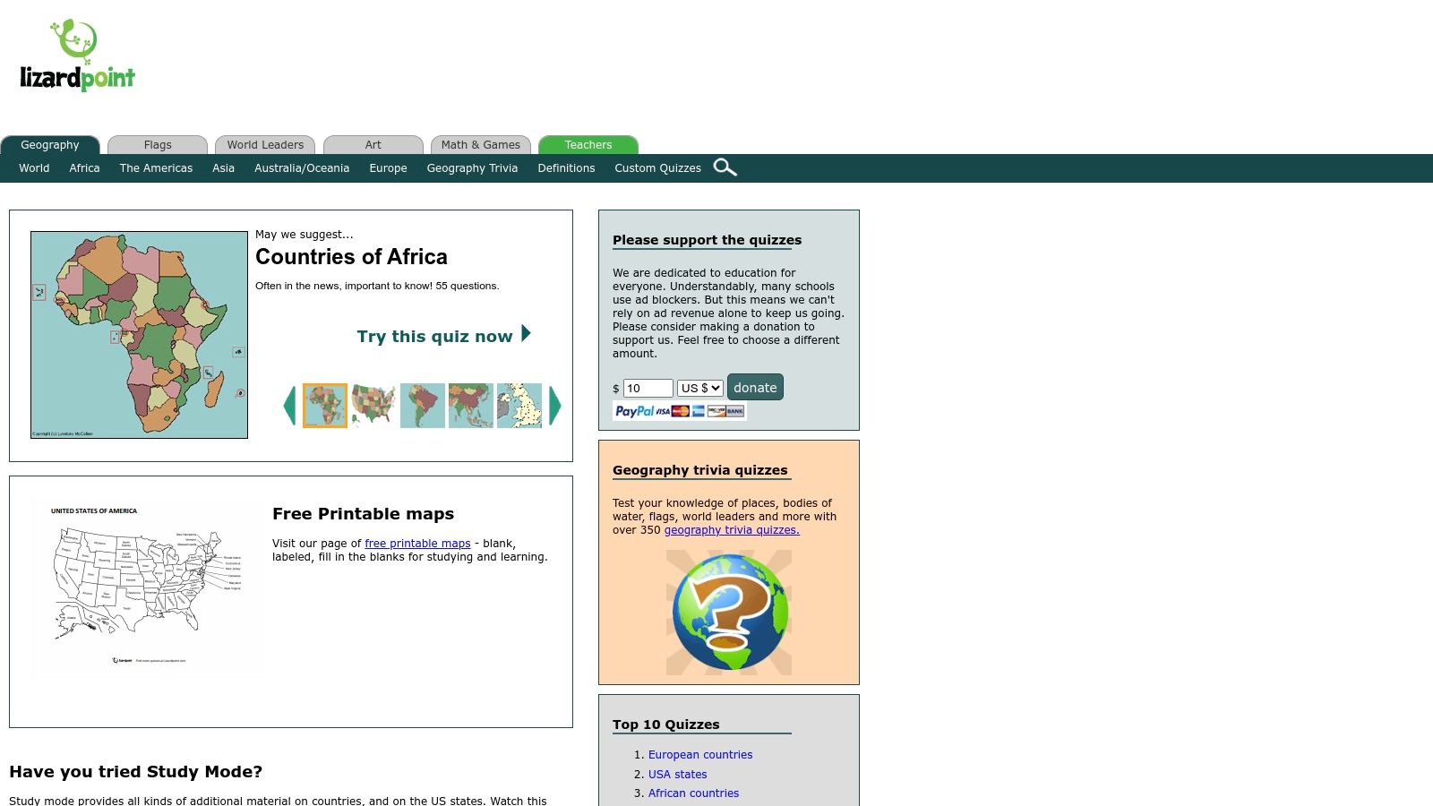 Lizard Point Geography Quizzes