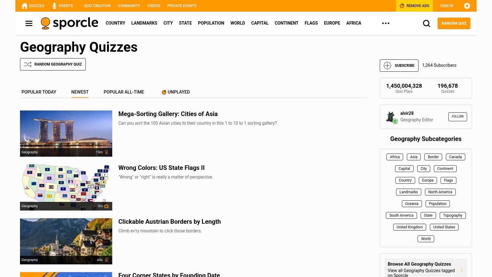 Sporcle – Geography Category