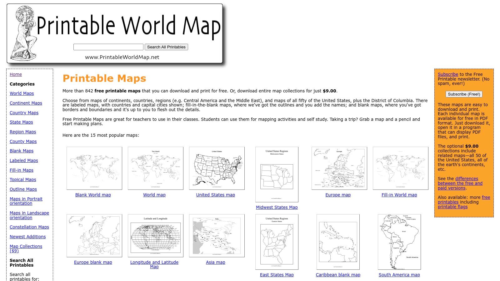 PrintableWorldMap.net (FreePrintable network by Savetz Publishing)