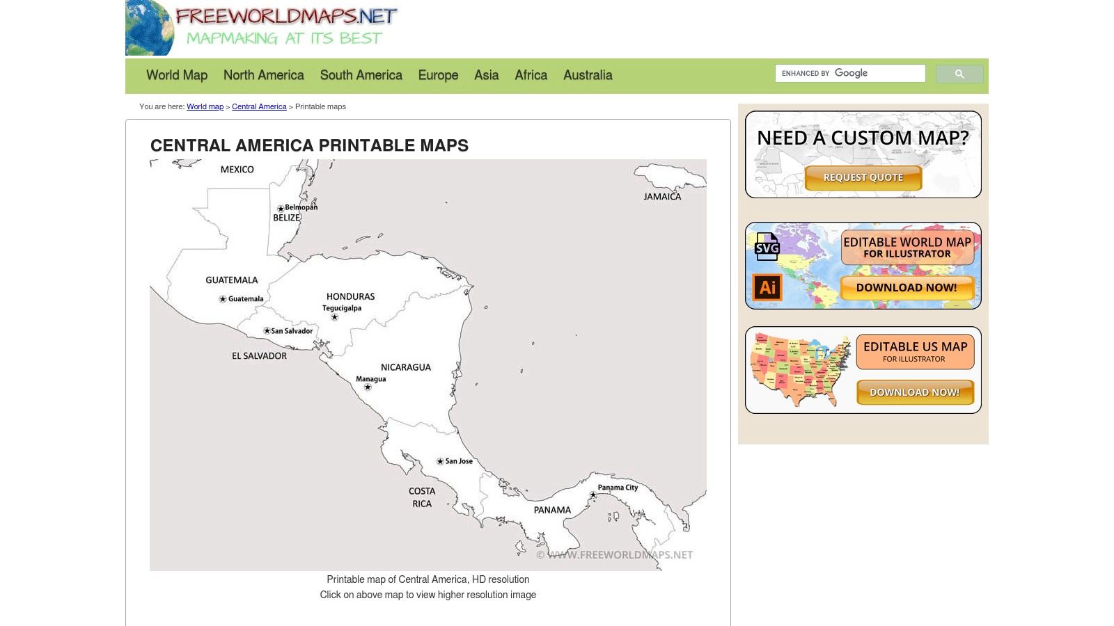 A blank political outline map of Central America and the Caribbean from FreeWorldMaps.net.