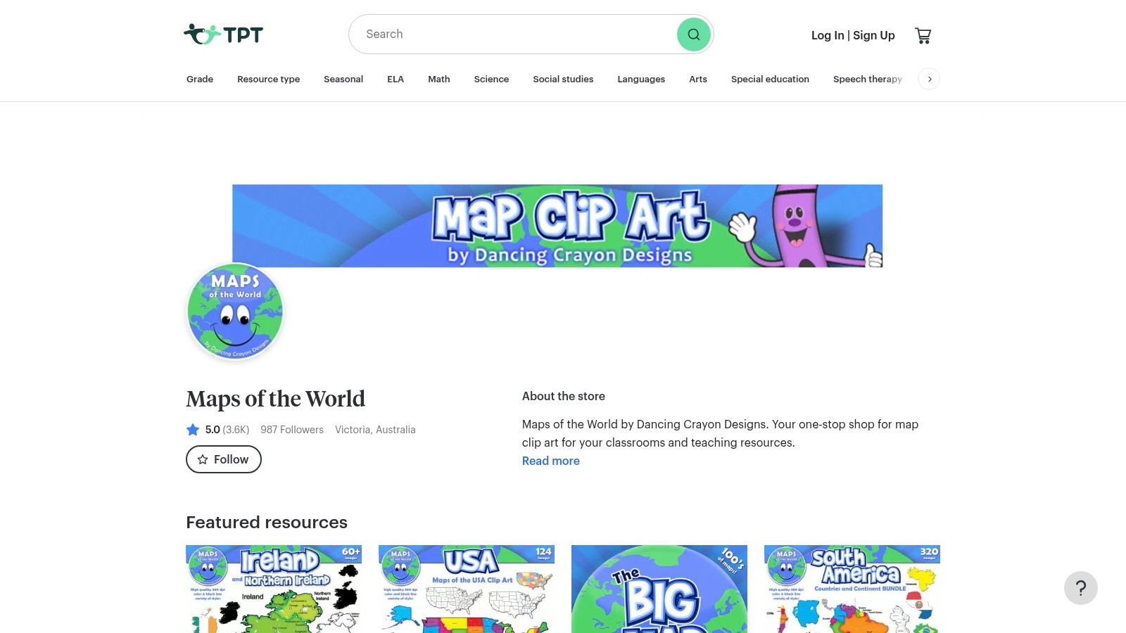 A resource listing on Teachers Pay Teachers (TpT) showing a blank map of the Caribbean for educational use.