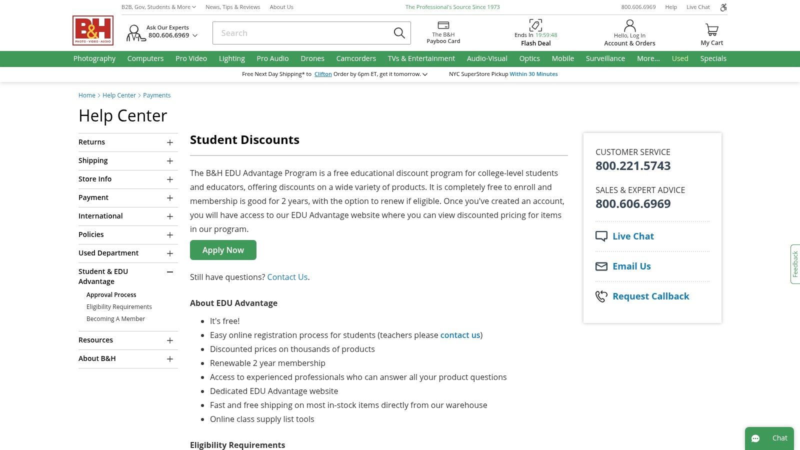 B&H EDU Advantage (Teacher/Student Discounts)