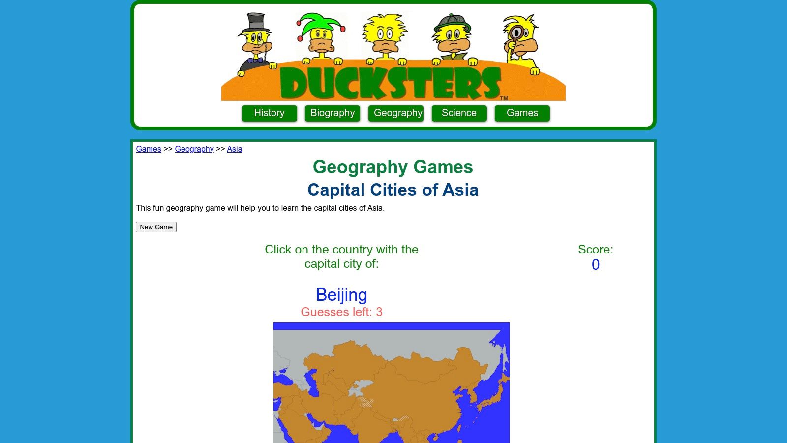 Ducksters – Capital Cities of Asia Map Game