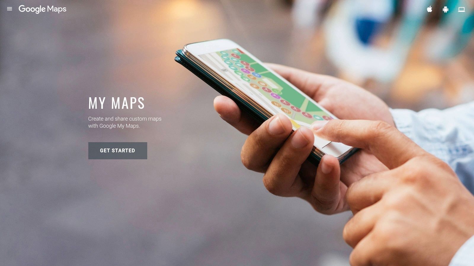 A mobile phone screen displaying a custom map created with Google My Maps, showing plotted points and routes.