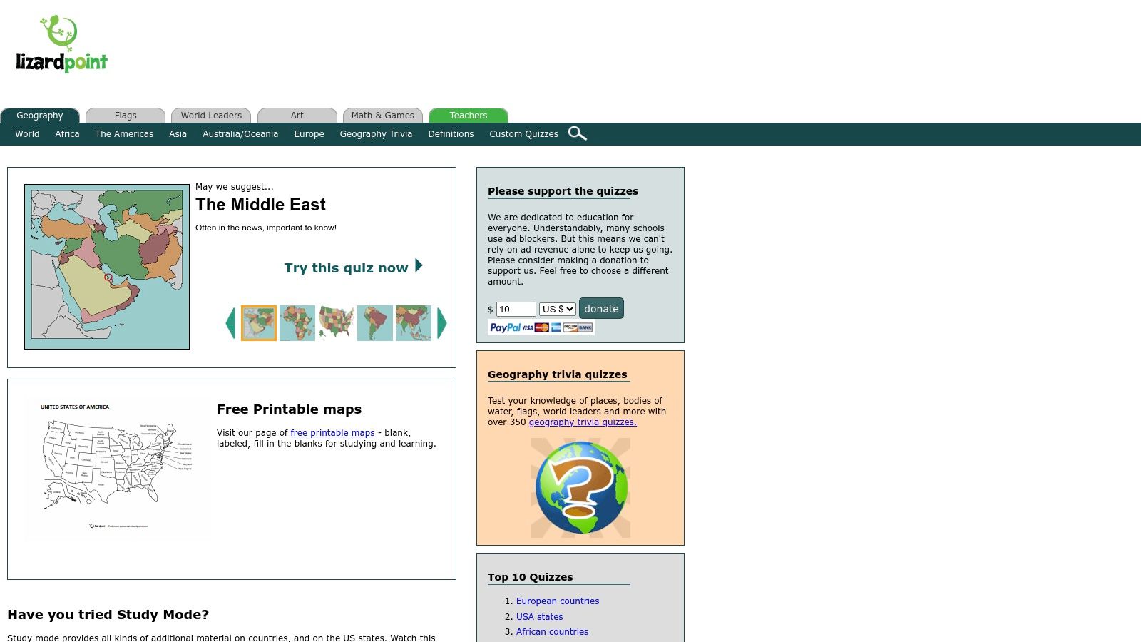 Lizard Point Geography Quizzes