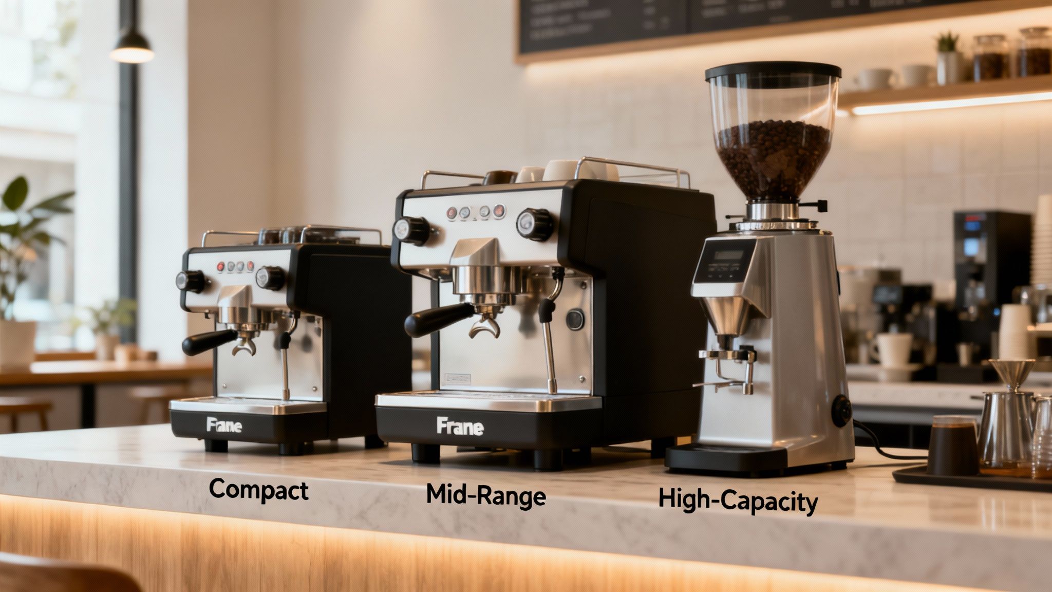 Close up of a Franke coffee machine brewing a latte