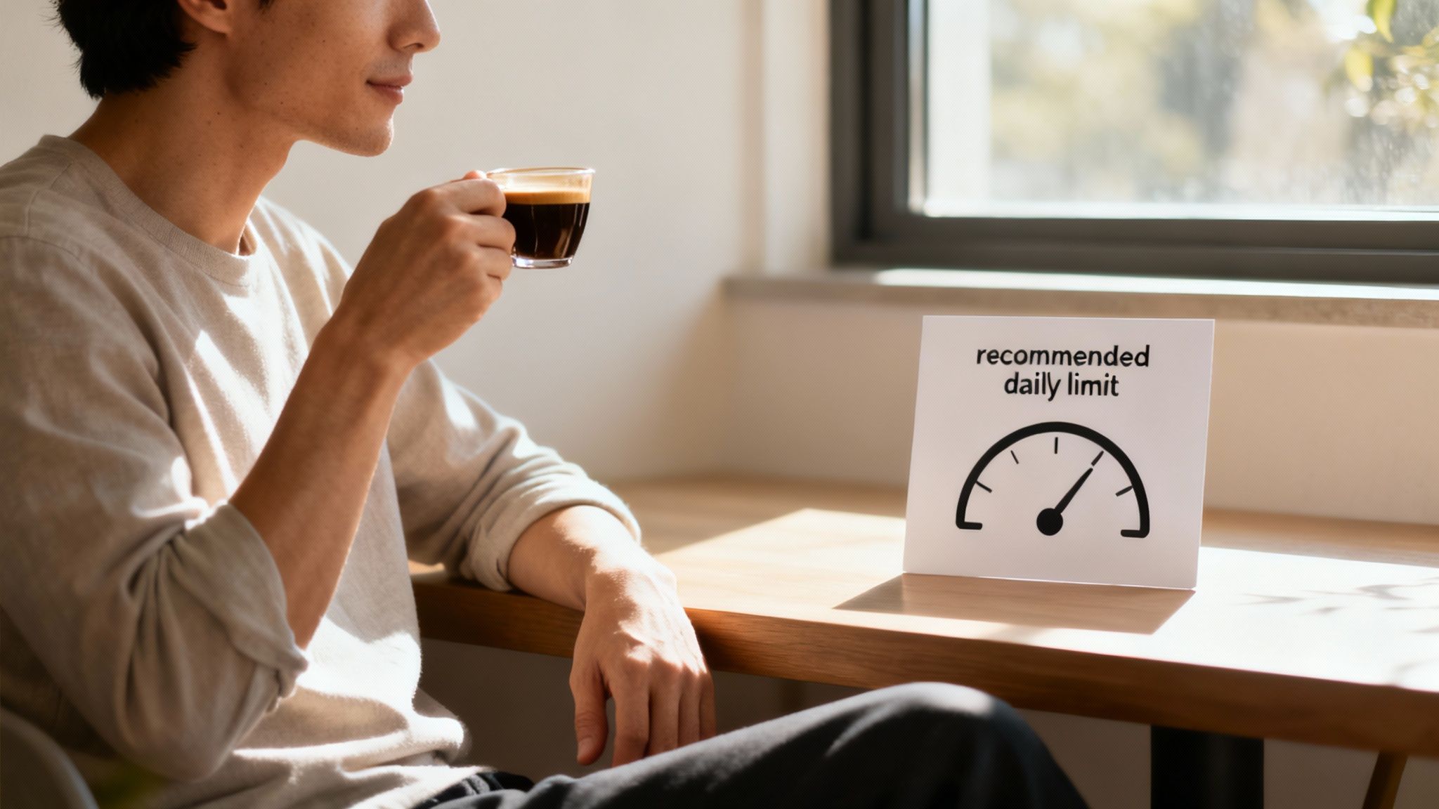 A person holding a warm cup of coffee with both hands, savouring the moment.