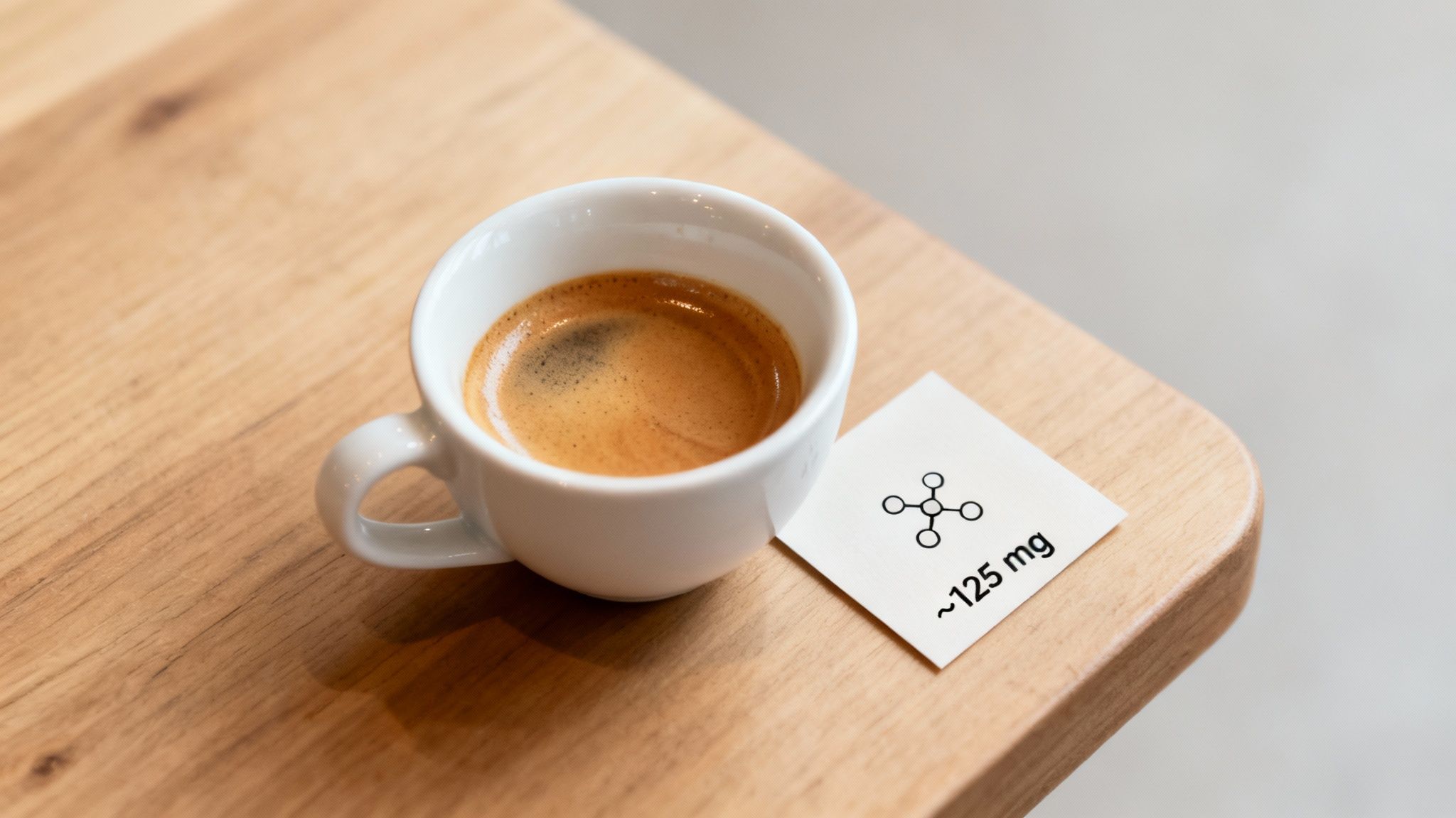 Two cups of freshly brewed double shot espresso with coffee beans scattered around them.