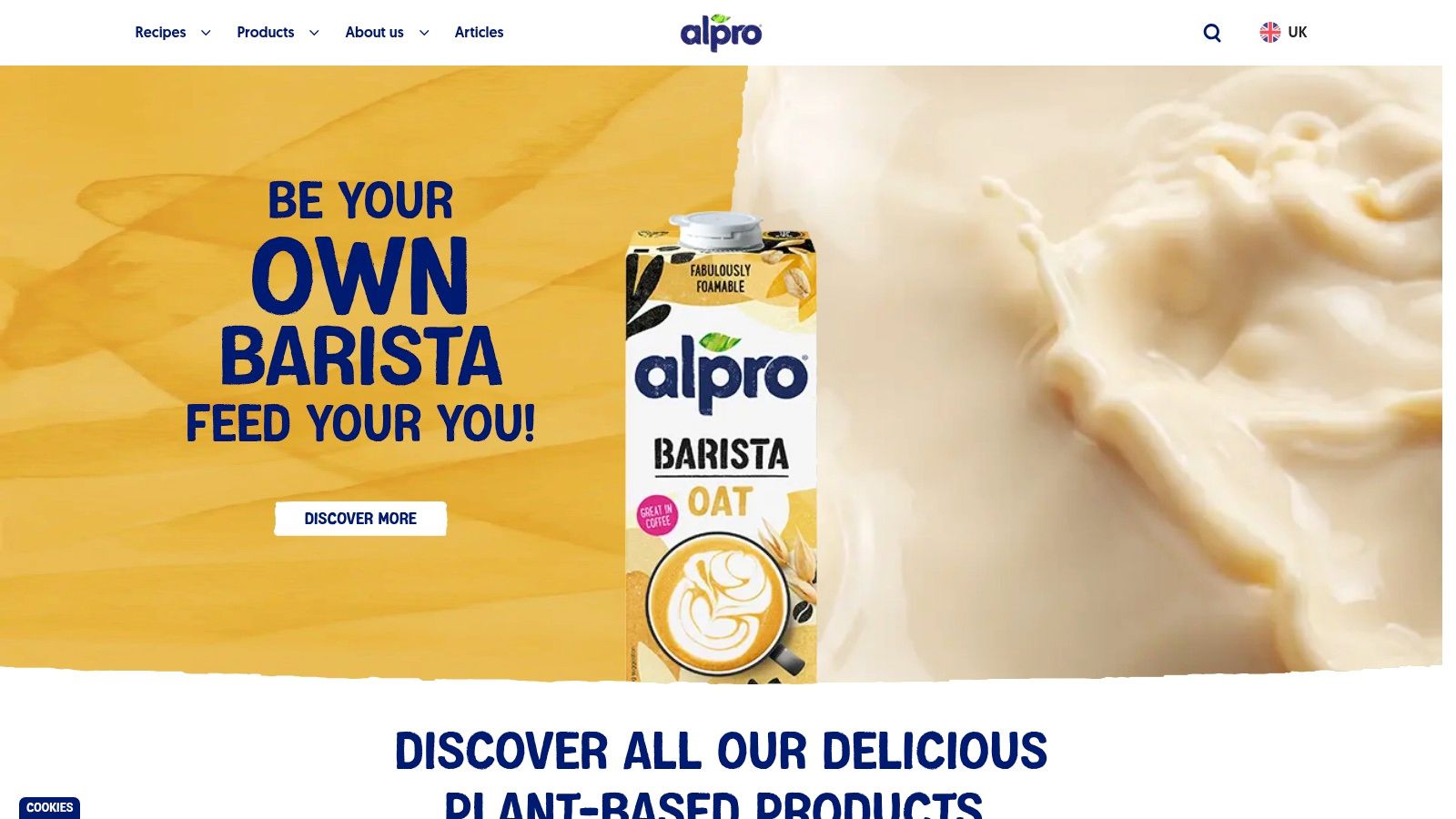 Alpro Soya 'For Professionals' carton next to a latte