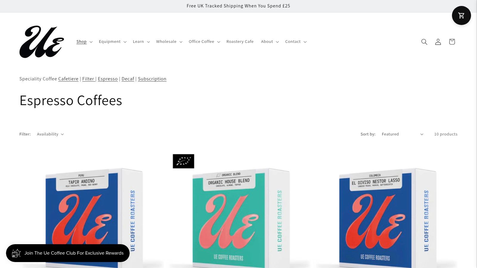 Ue Coffee Roasters: Espresso Coffee Beans
