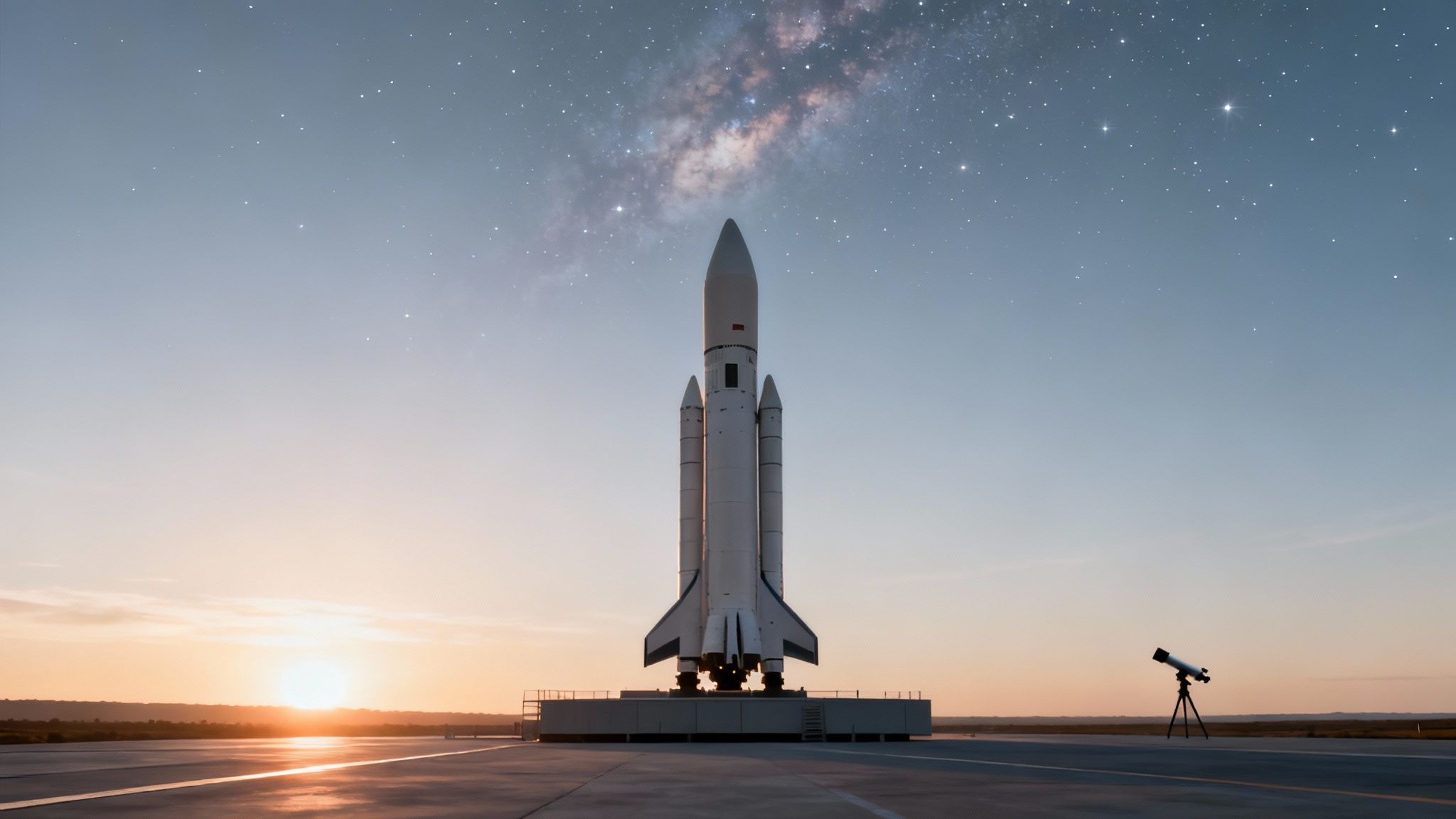 An artist's depiction of the James Webb Space Telescope floating in the dark expanse of space, with distant galaxies and nebulae glowing brightly in the background.