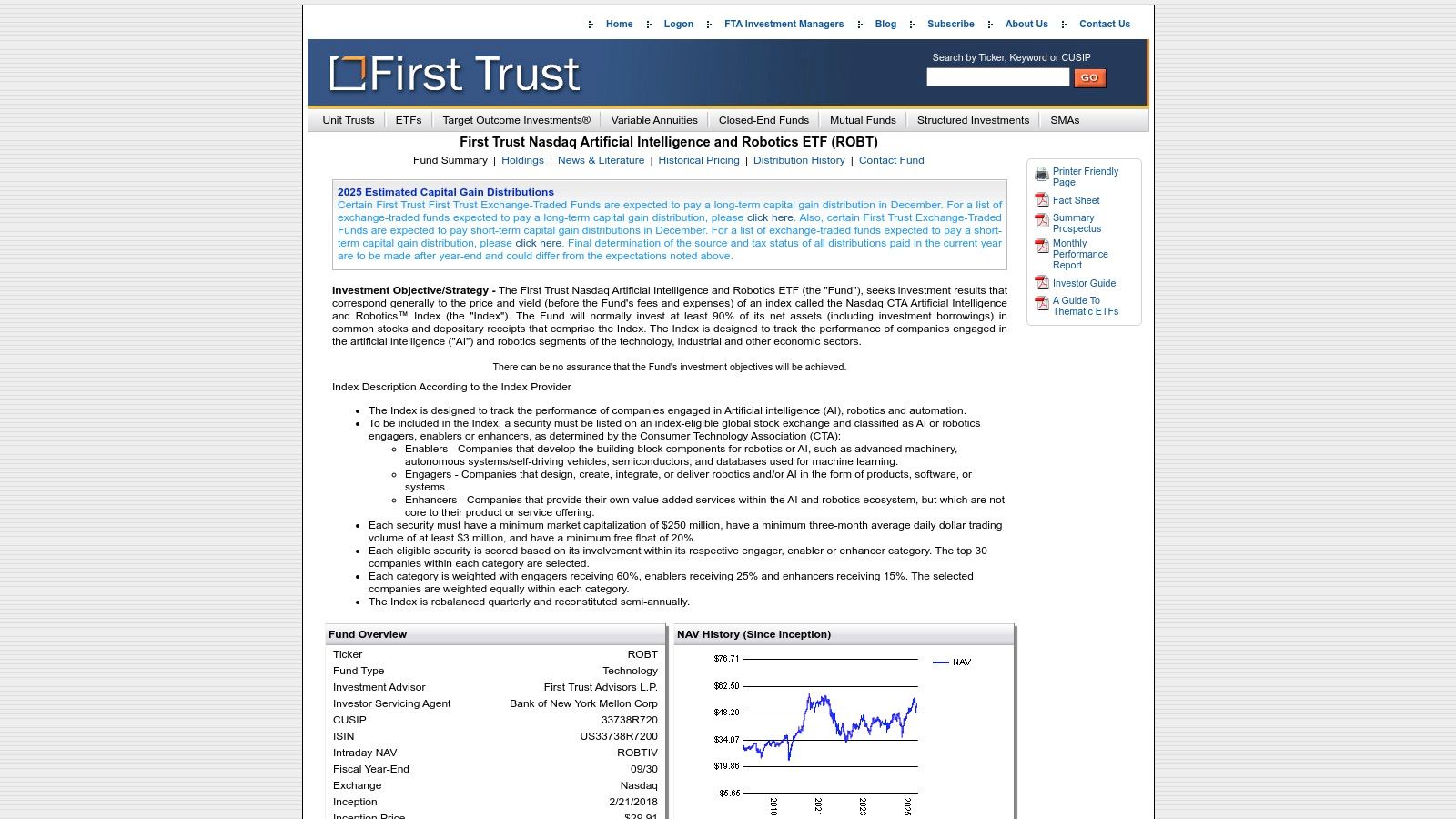 The First Trust Nasdaq Artificial Intelligence and Robotics ETF (ROBT) offers a category-weighted approach to investing in the robotics sector.
