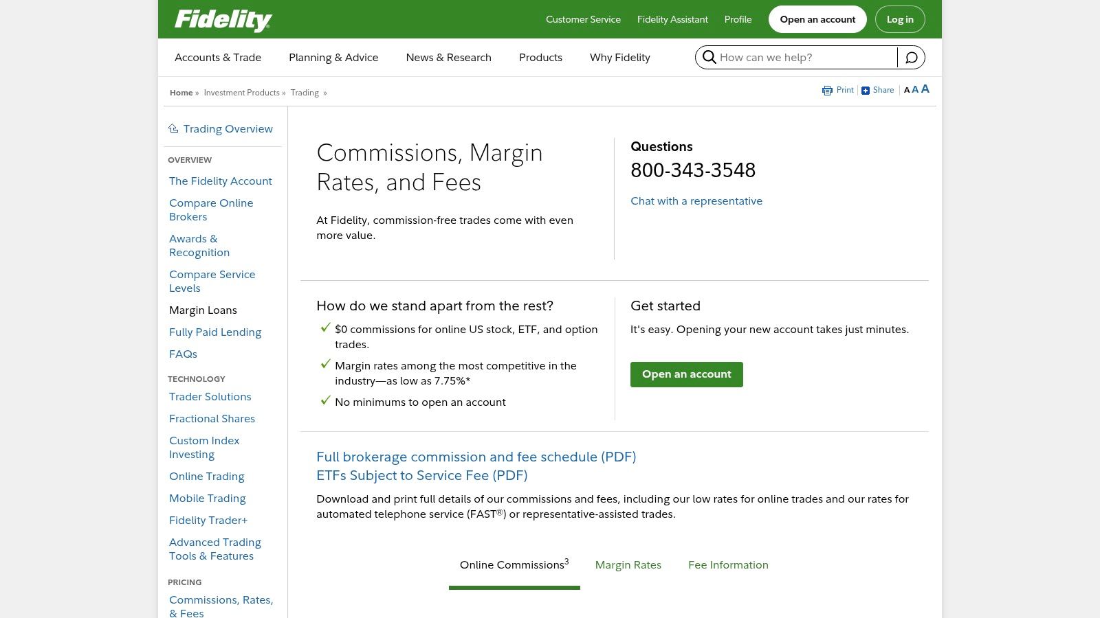 Fidelity offers zero-commission trading for online U.S. stocks and ETFs, making it an accessible platform for investors.