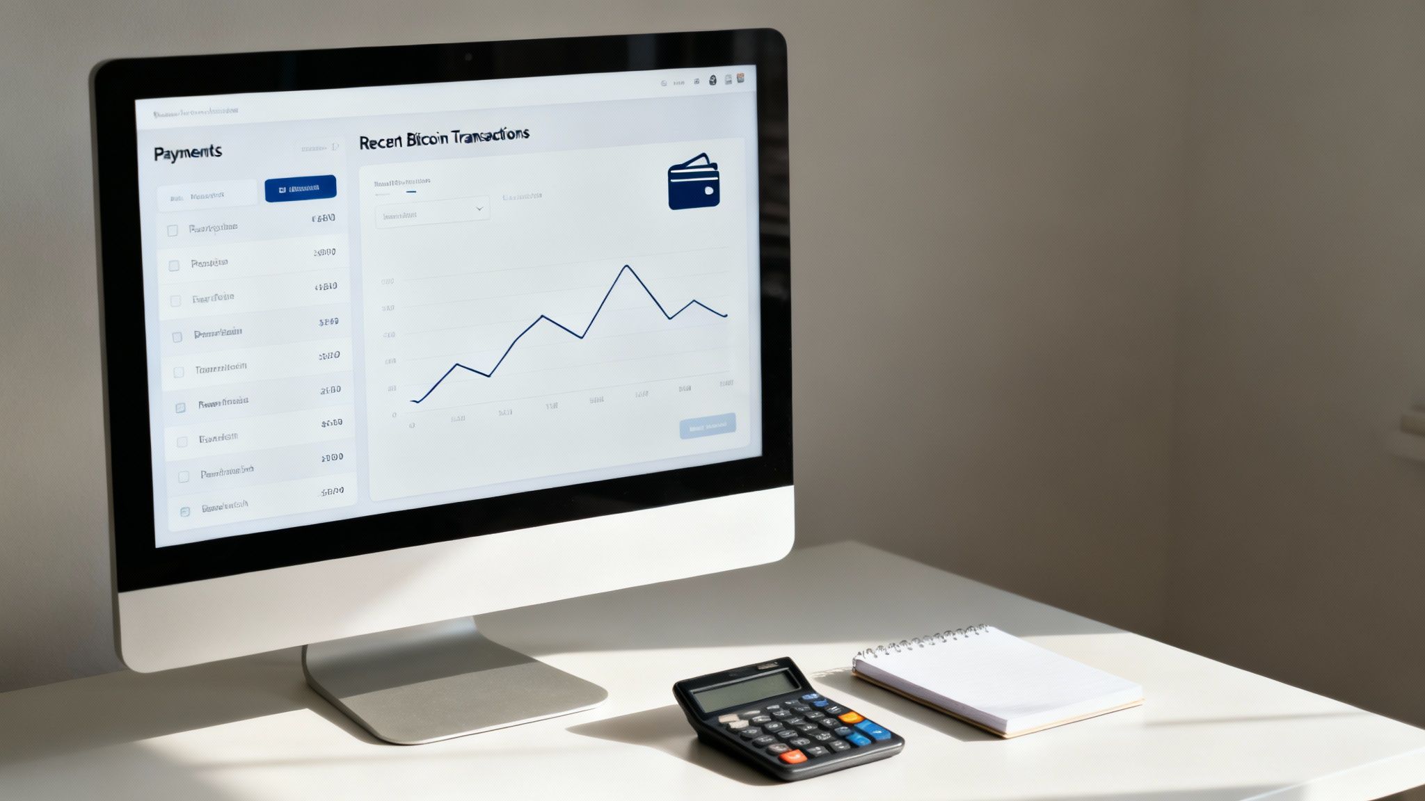 A digital dashboard showing Bitcoin transaction data and financial charts, representing the management of crypto sales.